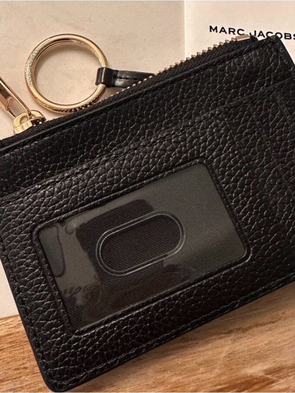 Marc Jacobs Black Leather Zip Pouch with Gold Hardware - Picture 3 of 3